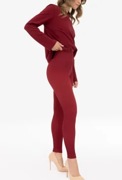 Bordowe legginsy w prążek Nana