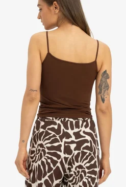 Brązowa bluzka na cienkich ramiączkach Camisole