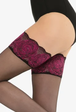 Pończochy z ozdobną koronką Calze Rose