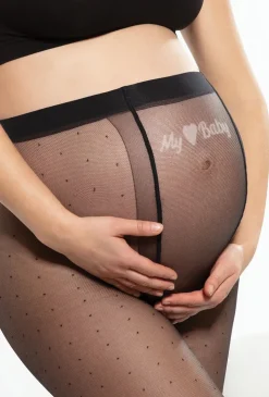 Rajstopy ciążowe w kropeczki Mamma 01