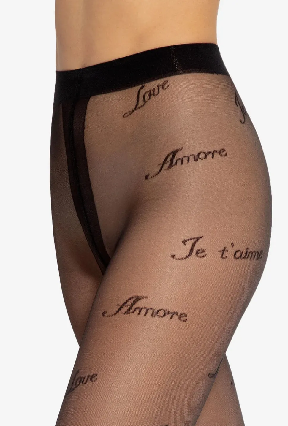 Transparentne rajstopy z napisami Lovely wz. 04