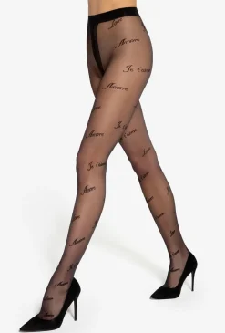 Transparentne rajstopy z napisami Lovely wz. 04