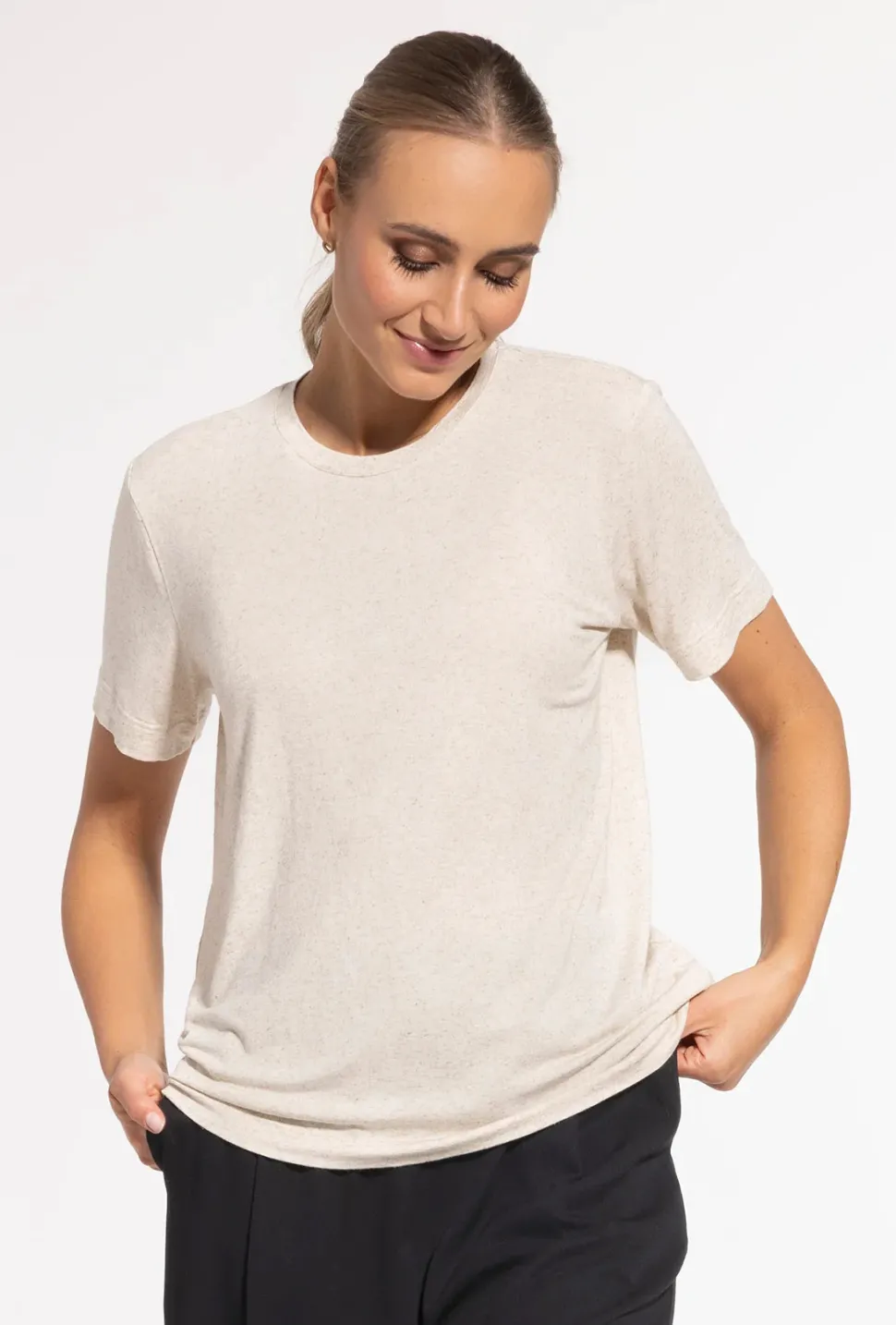 T-shirt z domieszką lnu